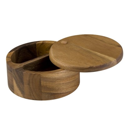 Signature Pantry ware Wooden Round 2-Compartment Salt Box