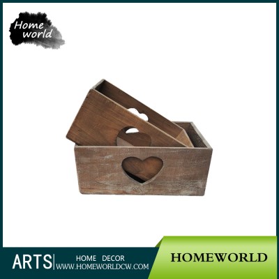 Heart Design Hot Selling Good Price Wine Gift Bottle Wooden Crate Box