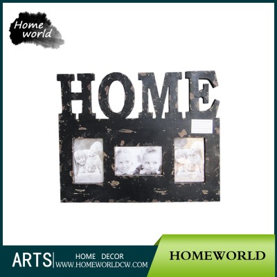 Distressed Solid Gift Black Home Family Kids Handmade Photo Collage Frame