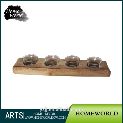 Modern art minds popular wooden decorative candleholder for table display