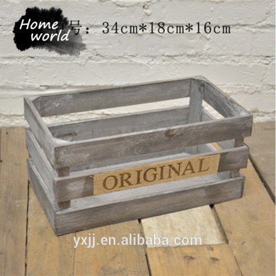 shabby chic light colored durable wooden fruit storage crate